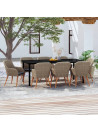 9 Piece Garden Dining Set with Cushions Brown