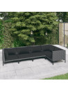 5 Piece Garden Lounge Set with Cushions Poly Rattan Dark Grey