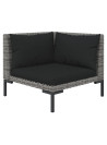 9 Piece Garden Lounge Set with Cushions Round Rattan Dark Grey