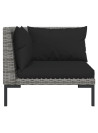 9 Piece Garden Lounge Set with Cushions Poly Rattan Dark Grey
