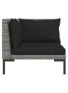 7 Piece Garden Lounge Set with Cushions Poly Rattan Dark Grey
