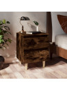 Bed Cabinets with Solid Wood Legs 2 pcs Smoked Oak 40x35x50 cm