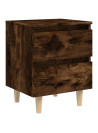 Bed Cabinets with Solid Wood Legs 2 pcs Smoked Oak 40x35x50 cm