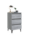 Bed Cabinet with Metal Legs Grey Sonoma 40x35x69 cm