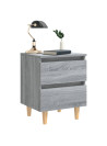 Bed Cabinets with Solid Wood Legs 2 pcs Grey Sonoma 40x35x50 cm