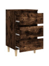 Bed Cabinet with Solid Wood Legs Smoked Oak 40x35x69 cm