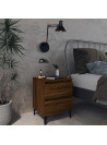 Bed Cabinet with Metal Legs Brown Oak 40x35x50 cm