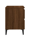 Bed Cabinet with Metal Legs Brown Oak 40x35x50 cm