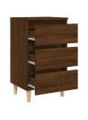 Bed Cabinet with Solid Wood Legs Brown Oak 40x35x69 cm