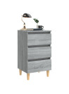 Bed Cabinets with Solid Wood Legs 2 pcs Grey Sonoma 40x35x69 cm