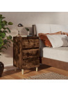 Bed Cabinets with Solid Wood Legs 2 pcs Smoked Oak 40x35x69 cm