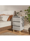 Bed Cabinet with Solid Wood Legs Grey Sonoma 40x35x69 cm