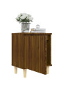 Bed Cabinet with Solid Wood Legs Brown Oak 40x30x50 cm