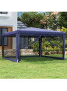 Party Tent with 4 Mesh Sidewalls Blue 4x4 m HDPE