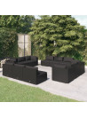 12 Piece Garden Lounge Set with Cushions Poly Rattan Black