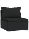 5 Piece Garden Lounge Set with Cushions Poly Rattan Black