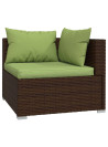 6 Piece Garden Lounge Set with Cushions Poly Rattan Brown