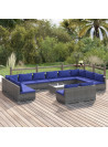 13 Piece Garden Lounge Set with Cushions Grey