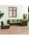 5 Piece Garden Lounge Set with Cushions Poly Rattan Brown