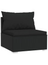 7 Piece Garden Lounge Set with Cushions Black Poly Rattan