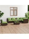 7 Piece Garden Lounge Set with Cushions Poly Rattan Brown