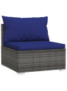 9 Piece Garden Lounge Set with Cushions Grey Poly Rattan