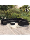 11 Piece Garden Lounge Set with Cushions Poly Rattan Black