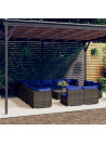 14 Piece Garden Lounge Set with Cushions Grey Poly Rattan