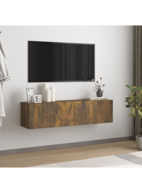 TV Wall Cabinet Smoked Oak 120x30x30 cm Engineered Wood