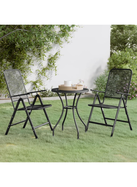 3 Piece Garden Dining Set Expanded Metal Mesh Anthracite