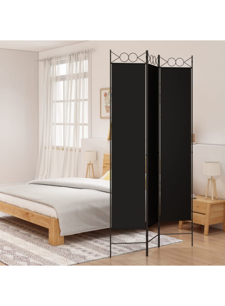 3-Panel Room Divider Black 120x220 cm Fabric