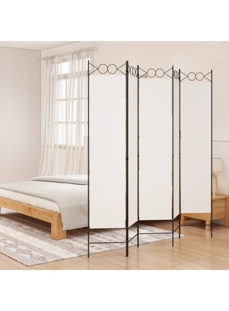5-Panel Room Divider White 200x200 cm Fabric