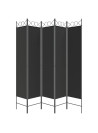 5-Panel Room Divider Black 200x200 cm Fabric