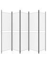 5-Panel Room Divider White 250x180 cm Fabric