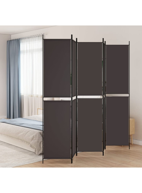5-Panel Room Divider Brown 250x220 cm Fabric