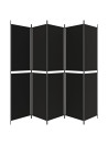 5-Panel Room Divider Black 250x220 cm Fabric