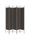 5-Panel Room Divider Brown 200x220 cm Fabric