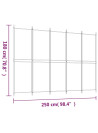 5-Panel Room Divider Black 250x180 cm Fabric