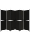 6-Panel Room Divider Black 300x180 cm Fabric