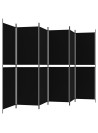6-Panel Room Divider Black 300x180 cm Fabric