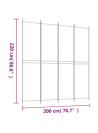 4-Panel Room Divider White 200x220 cm Fabric