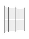 4-Panel Room Divider White 200x180 cm Fabric