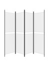 4-Panel Room Divider White 200x180 cm Fabric