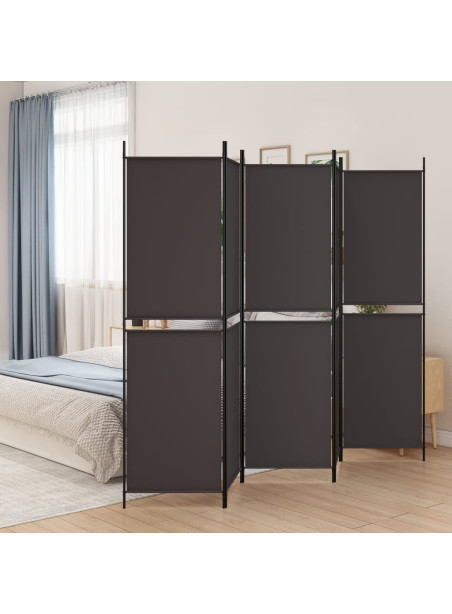 5-Panel Room Divider Brown 250x200 cm Fabric