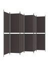 6-Panel Room Divider Brown 300x200 cm Fabric