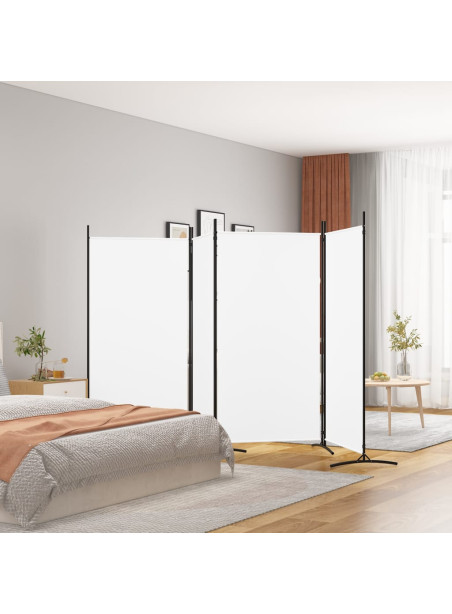 4-Panel Room Divider White 346x180 cm Fabric