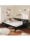 Pull-out Day Bed Black Solid Pinewood 2x(90x200) cm