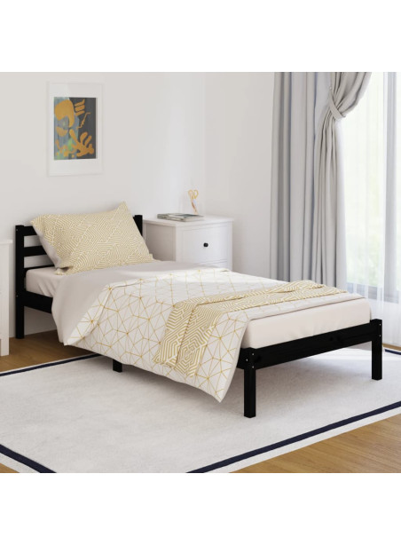 Day Bed Solid Wood Pine 90x200 cm Black