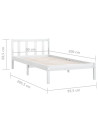 Bed Frame White Solid Pinewood 90x200 cm