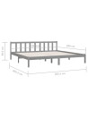 Bed Frame Grey Solid Pinewood 200x200 cm